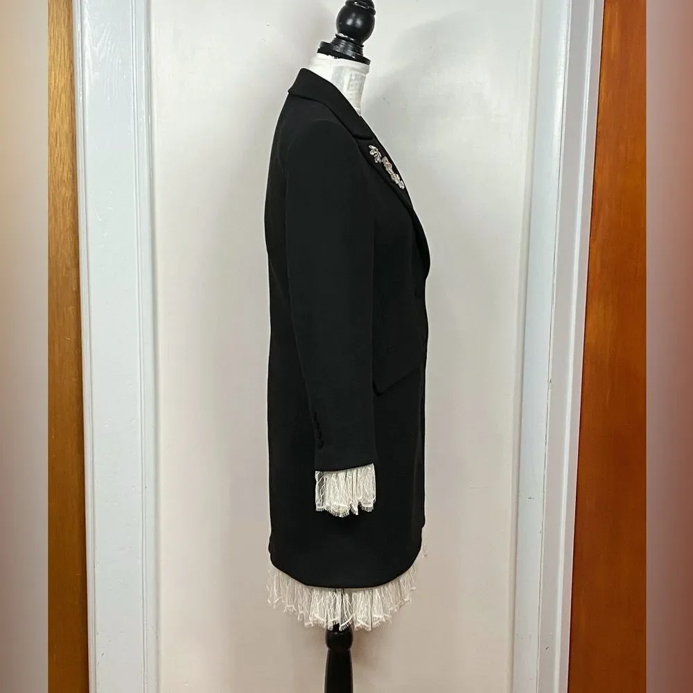 Cinq à Sept Roxie Lace-Trim Tailored Coat size S - Picture 12 of 16